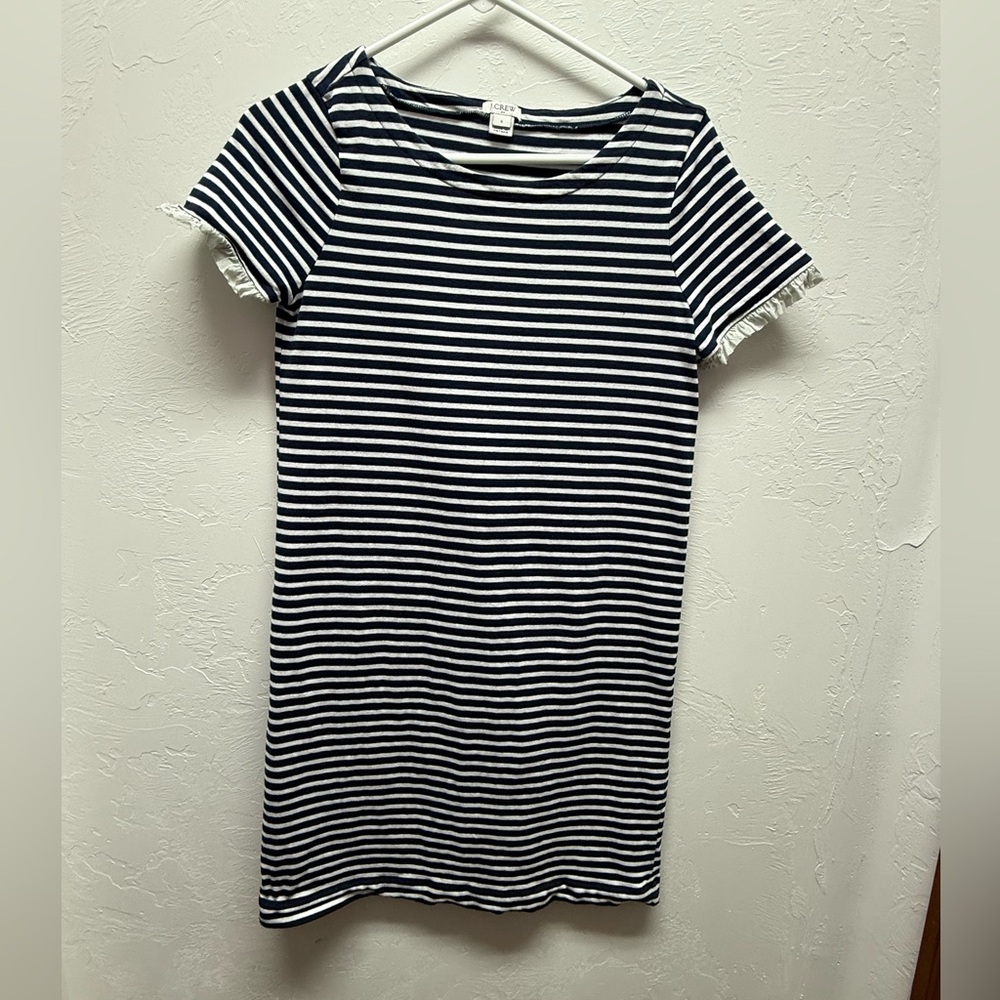 J. Crew Navy and White Striped TShirt Dress - size S